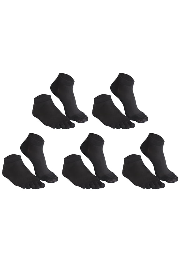 Men No Show Toe Black Socks 5 Finger Hidden Low Cut Socks for Running Walking Sports Elastic Durable Casual Outdoor Sports Daily Wear Socks For Men 5 Pairs Size 9-11