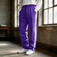 thumbnail image 1 of Men Side Contrast Striped Athletic Sweatpants Elastic Drawstring Waist Straight Leg Casual Lounge Pants S, 1 of 9