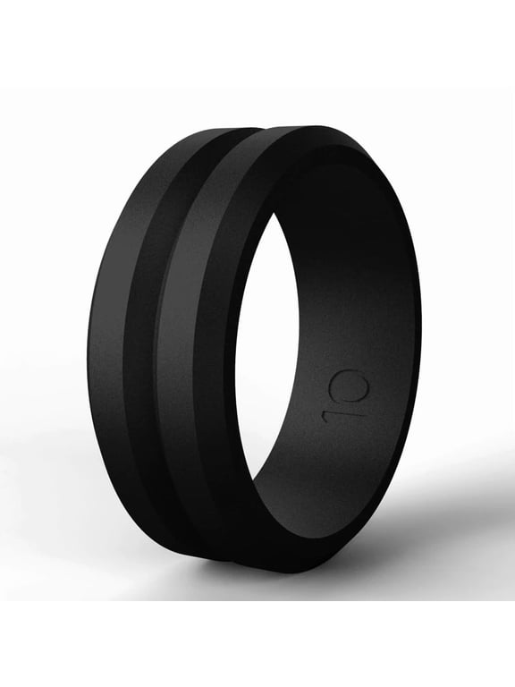 Men Silicone Wedding Band Ring Guys Black Rubber Flexible Gym Plastic Temporary