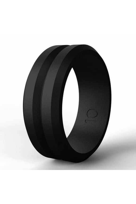 Men Silicone Wedding Band Ring Guys Black Rubber Flexible Gym Plastic Temporary