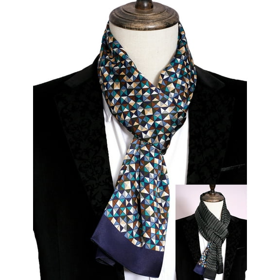 Men Silk Scarves 100 Silk 12 mommes Scarf Double-sided AB Style Thick Neckwear Wrap Casual Formal Business