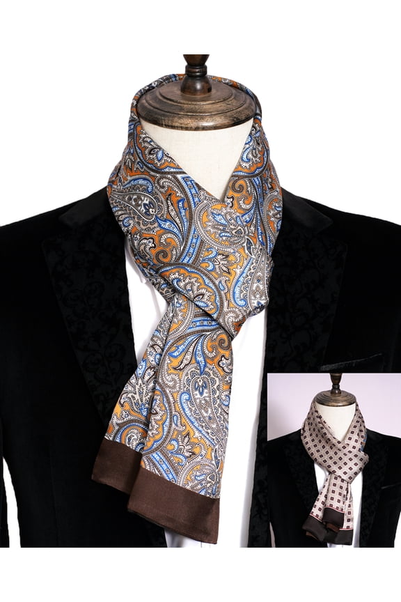 Men Silk Scarves 100 Silk 12 mommes Scarf Double-sided AB Style Thick Neckwear Wrap Casual Formal Business