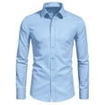 thumbnail image 1 of Men Silk Shirt with Pocket Solid Lapel Button Down Long Sleeve Formal Tops Office Work Business Tees Casual Loose Comforty Breathable Blouses Classic Fall Winter Clothes 8-18, 1 of 1