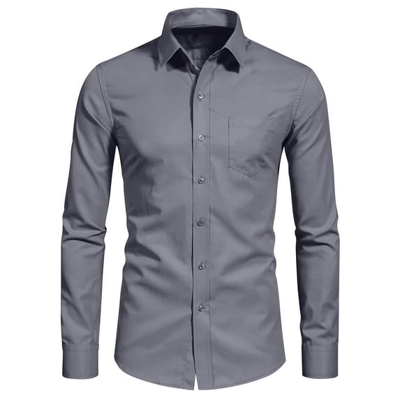 Men Silk Shirt with Pocket Clearance Solid Lapel Button Down Long Sleeve Formal Tops Office Work Business Tees Casual Loose Comforty Breathable Blouses Classic Fall Winter Clothes 8-18