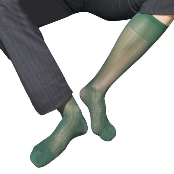 Men Silk Socks Thin Dress Socks Sheer Business Socks Soft Nylon Knee High Dress Socks Over the Calf Dress Socks Gifts