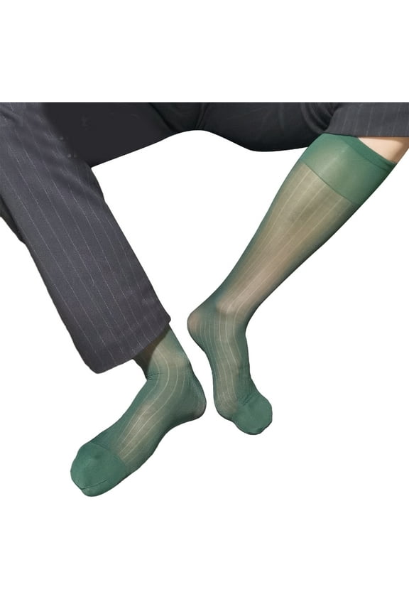 Men Silk Socks Thin Dress Socks Sheer Business Socks Soft Nylon Knee High Dress Socks Over the Calf Dress Socks Gifts