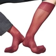 thumbnail image 1 of Men Silk Socks Thin Dress Socks Sheer Business Socks Soft Nylon Knee High Dress Socks Over the Calf Dress Socks Gifts, 1 of 21