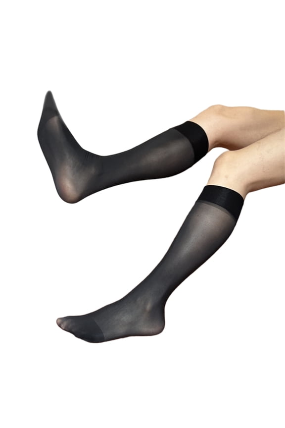 Men Silk Socks Thin Dress Socks Sheer Business Socks Soft Nylon Knee Highs Dress Socks Over the Calf Dress Socks Gifts