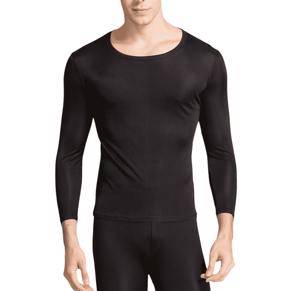 Men Silk Thermal Underwear Shirts Mulberry Silk Lightweight Long Johns Base Layer Tops