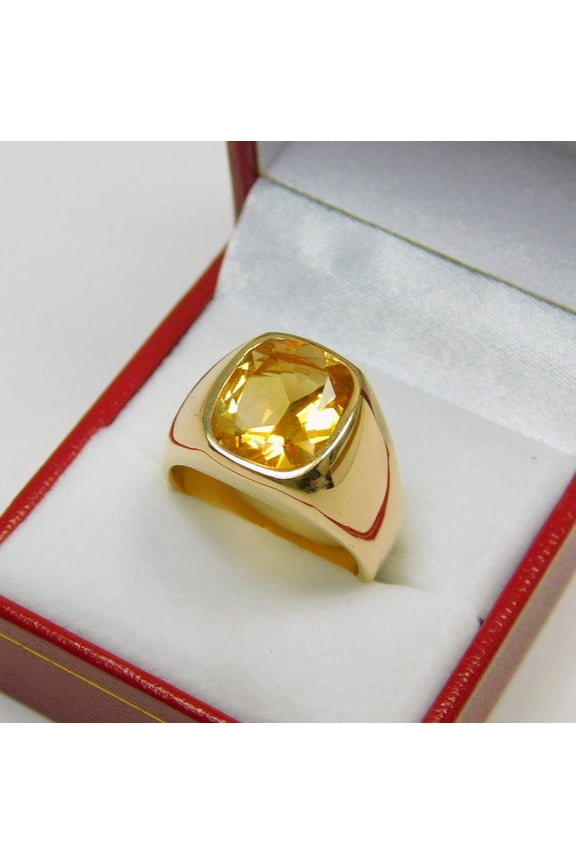 Men Silver Citrine Stone Ring , Men Square Citrine Ring, Yellow Stone Ring , Turkish Handmade Ring , Solid Silver 925k Sterling Silver