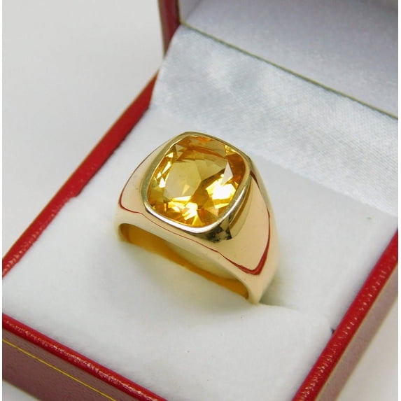 Men Silver Citrine Stone Ring , Men Square Citrine Ring, Yellow Stone Ring , Turkish Handmade Ring , Solid Silver 925k Sterling Silver