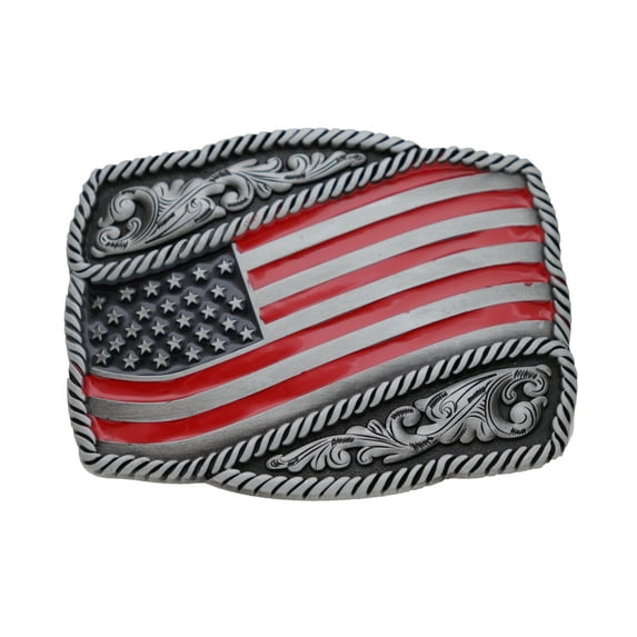 Men Silver Metal Belt Buckle Fashion USA Flag United States Of America