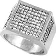 thumbnail image 1 of Men Silver Tone Men's Hip Hop Micro Pave Square Ring Size 12, 1 of 1