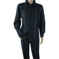 thumbnail image 1 of Men Silversilk 2pc Fancy walking leisure suit Italian woven knits 4411 Navy Blue, 1 of 10