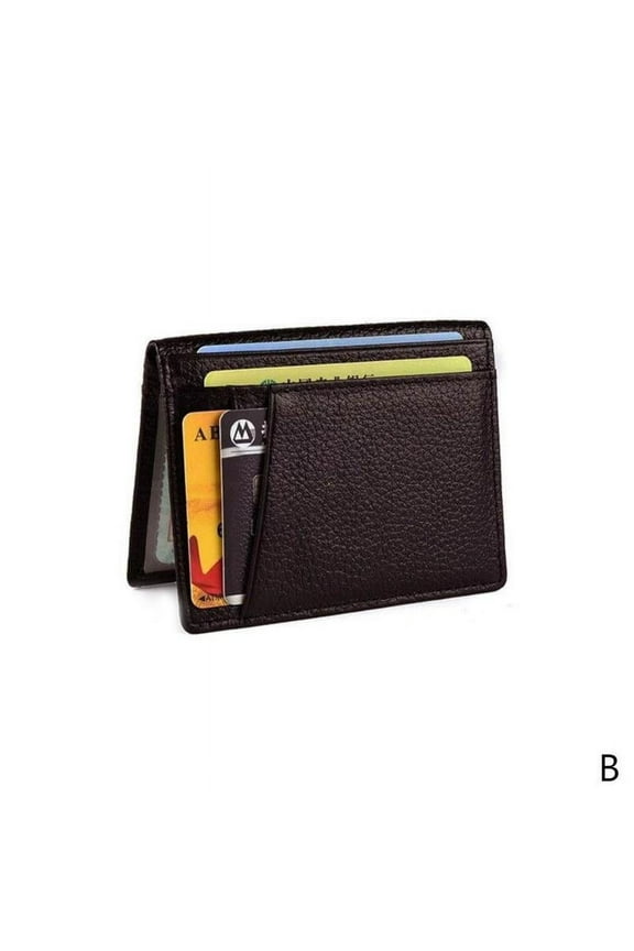 Men Simple Thin PU Leather Bifold ID Wallet Money Credit Gift Wallet Card R5E9