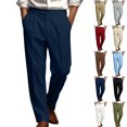 thumbnail image 1 of Men Single Pleat Formal Dress Pants Sevevn Button Waist Belt Loops Straight Leg Solid Wrinkle Free Trousers For Business Meeting Daily Occasions, 1 of 7