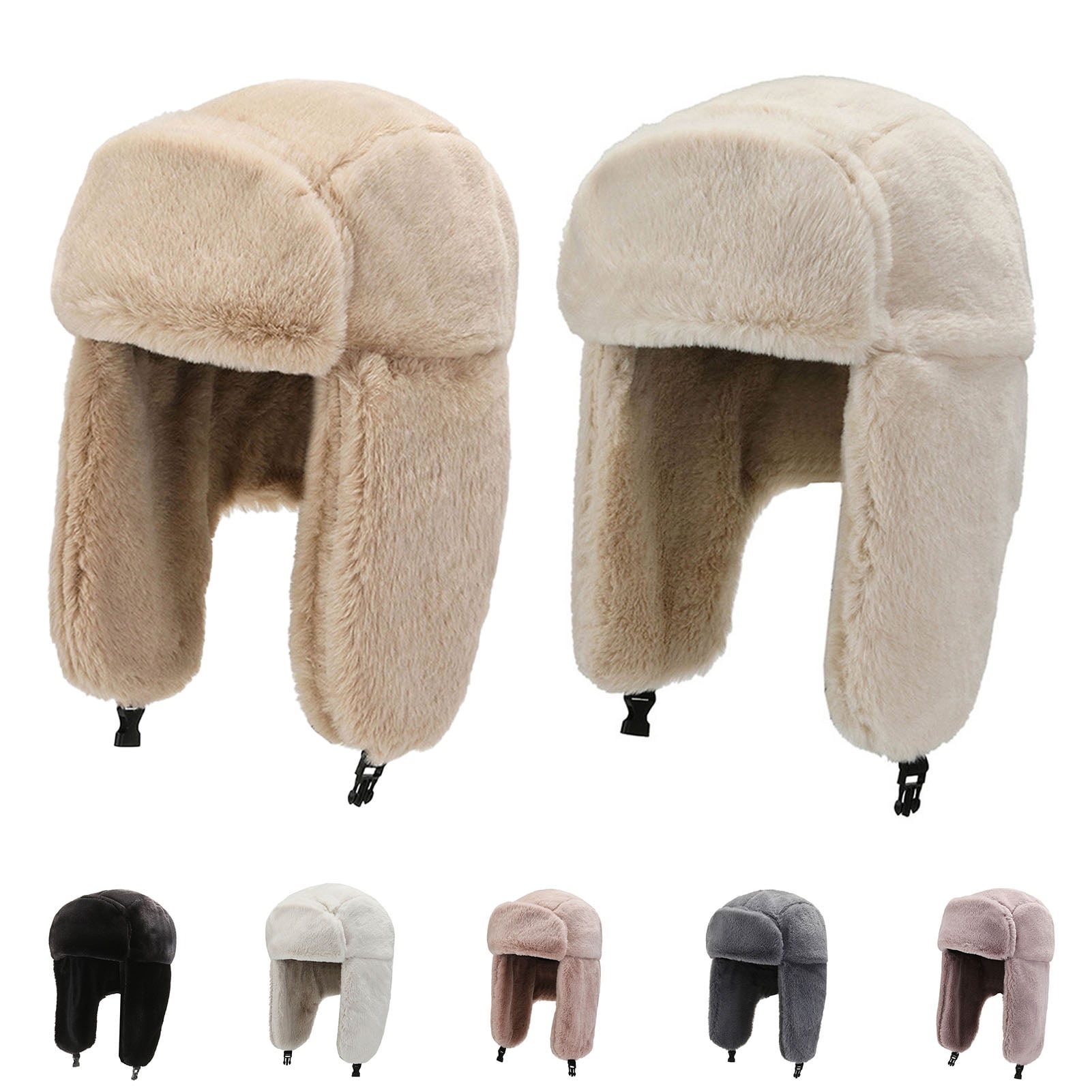 Men Ski Hat Winter Trapper Hats Warm Russian Hunting Plus Velvet Thick ...