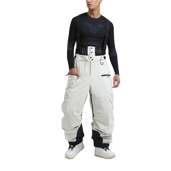Men Ski Pants Waterproof Snow Pants with Adjustable Suspenders Windproof Insulated Outdoor Trousers for Winter Sports