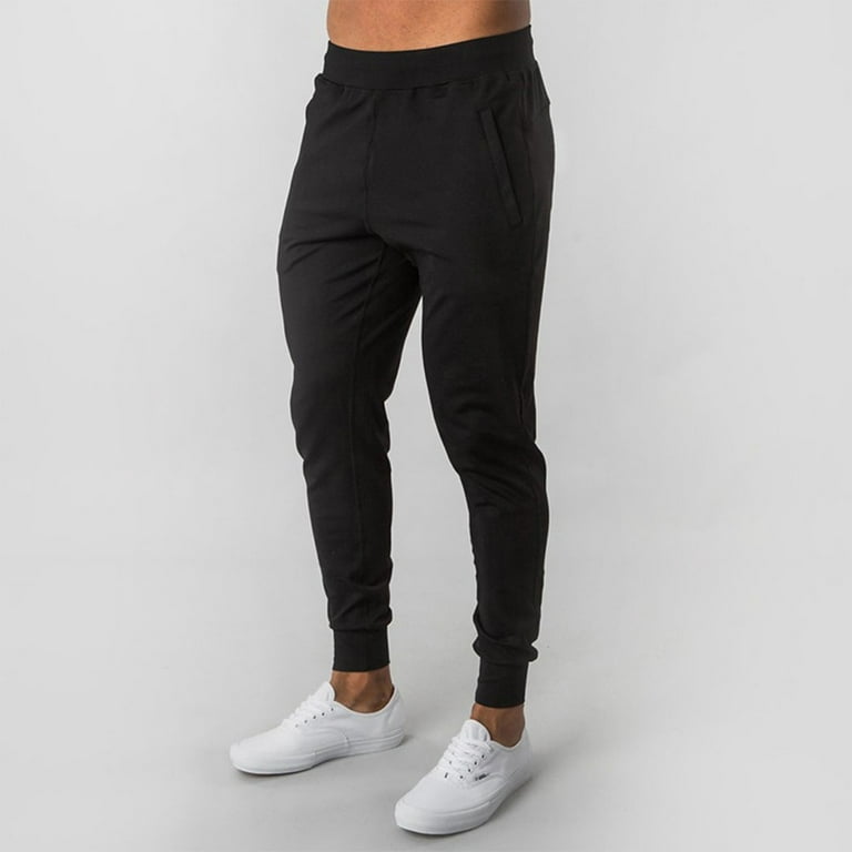 Men Skinny Sweatpants Fit Sports Trousers Bottoms Slim Gym Workout Joggers  Pants