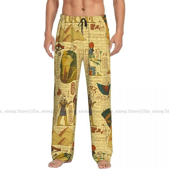 Men Sleep Bottoms Male Lounge Trousers Men's Ancient Egypt Theme Pajama Pants