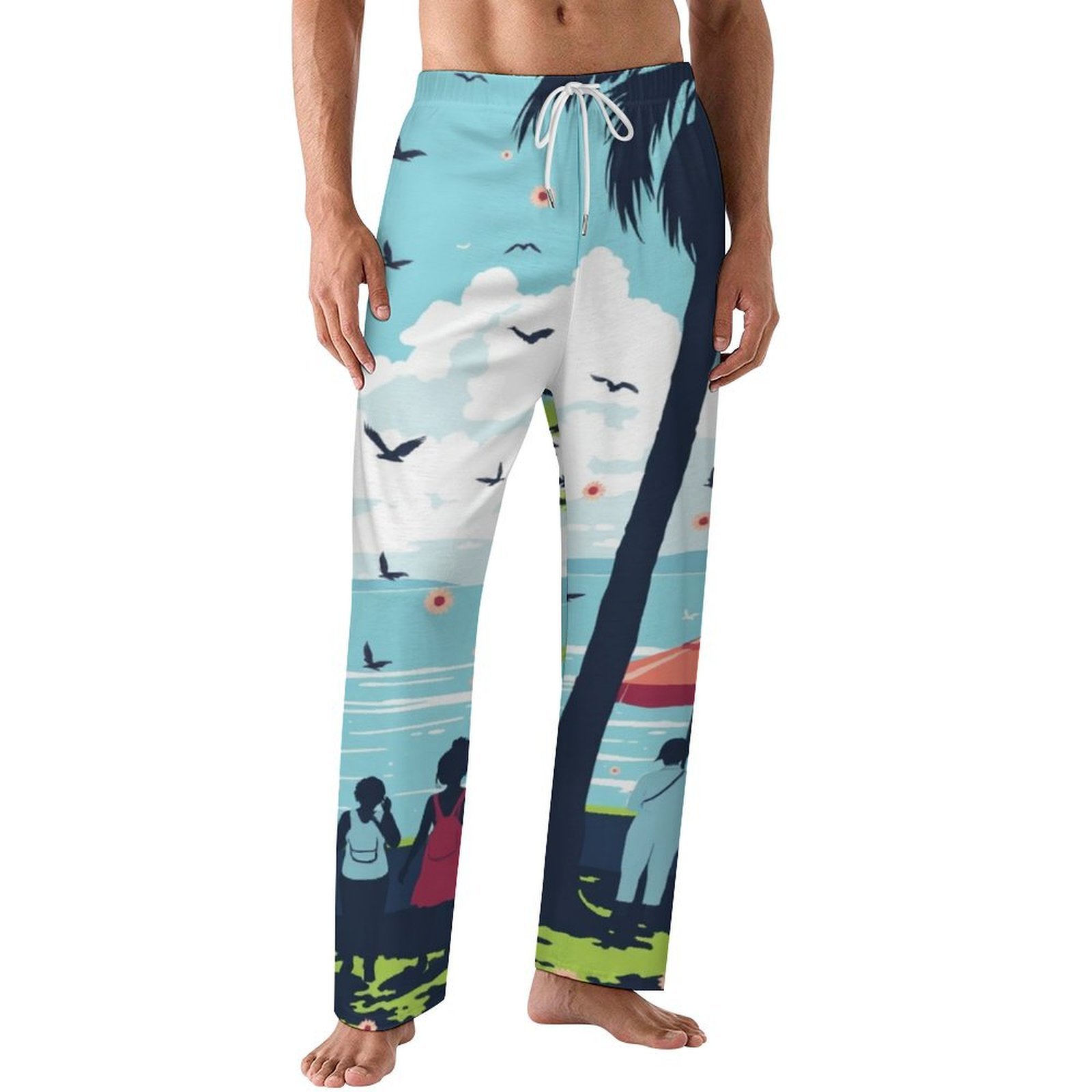 Men Sleep Bottoms Male Lounge Trousers Men's Beach Bliss Flowers Birds ...