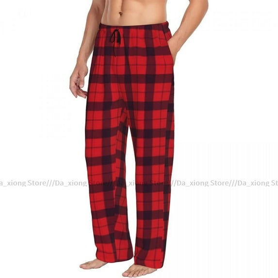 Men Sleep Bottoms Male Lounge Trousers Men's Red Black Buffalo Plaid Check Pattern Pajama Pants