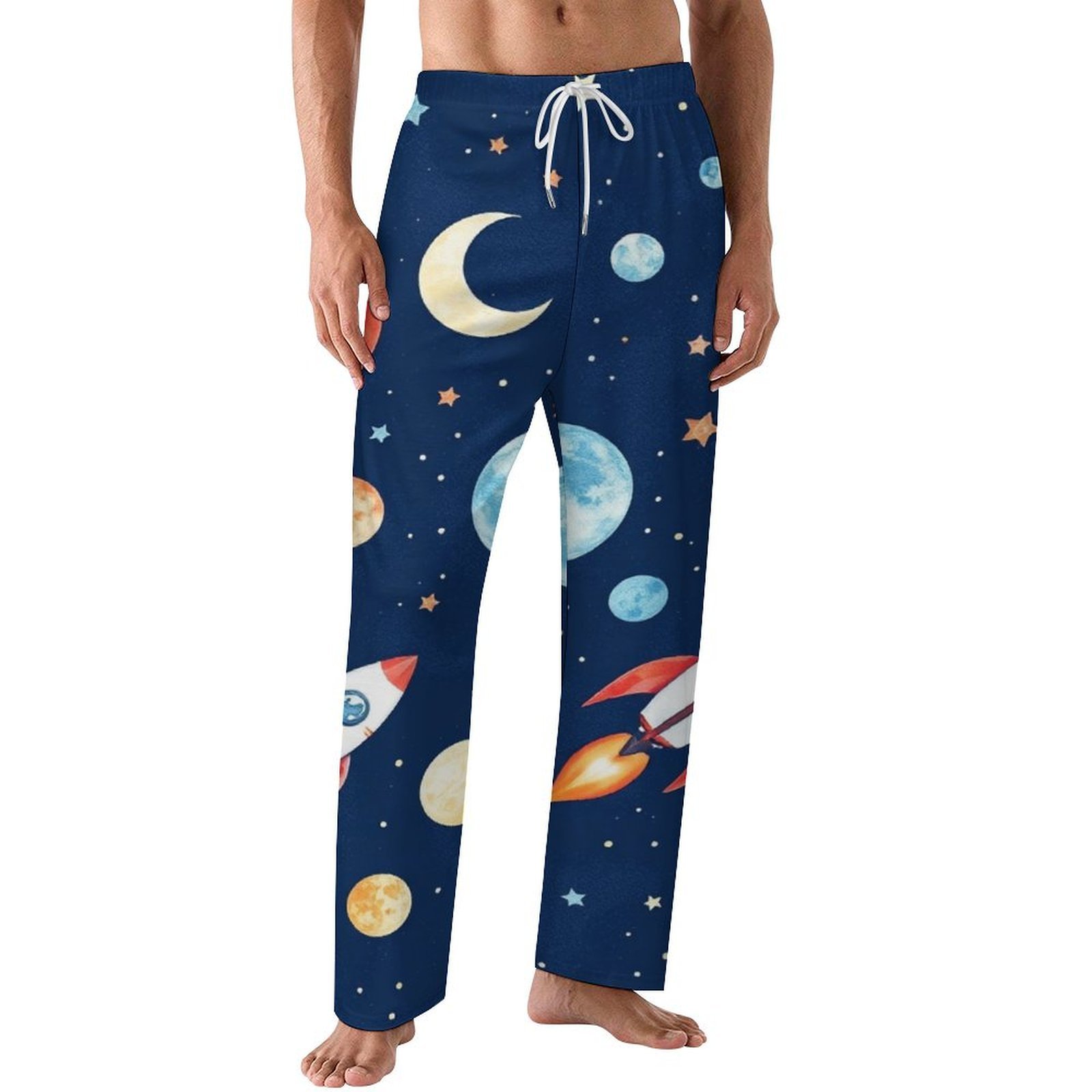 Men Sleep Bottoms Male Lounge Trousers Men's Rocket Space Pattern Cute ...