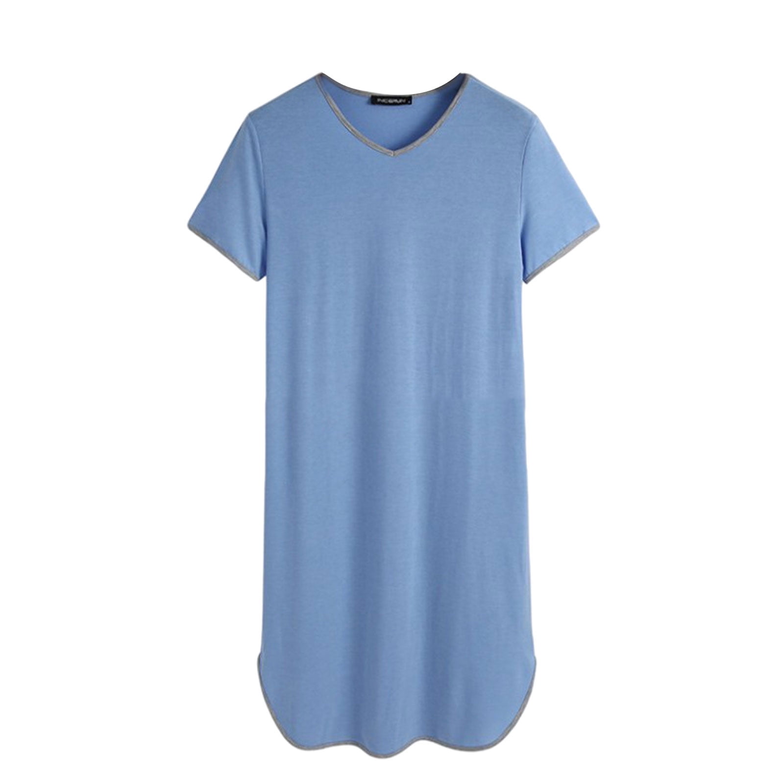 Men Sleep Robes Short Sleeves Men Bathrobes Kaftan V Neck Muslim Robes