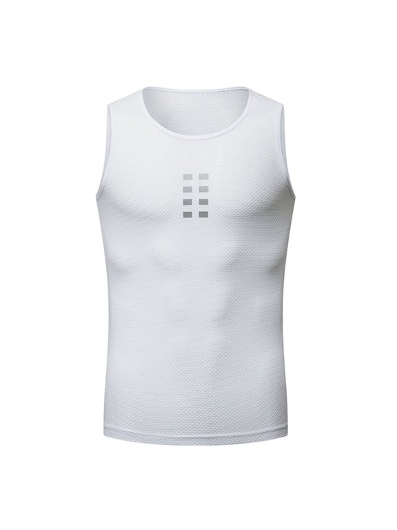 Men Sleeveless Athletic Undershirt Quick Dry Cycling Base Layer Vest Breathable Running Tank Top White M (24 x 24 x 4 Inches / 61 x 61 x 10.1 cm)