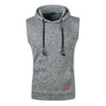 thumbnail image 1 of Men Sleeveless Thermal Vest Hoodie Workout Gym Sports Casual Sweater Pullover Hooded Drawstring Sweatshirt Top (Medium, Gray), 1 of 5