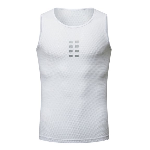 Men Sleeveless Training Undershirt Quick Dry Cycling Base Layer Vest Breathable Sport Top White XL (24 x 24 x 4 Inches / 61 x 61 x 10.1 cm)