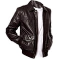 thumbnail image 1 of Men Slim Fit Biker Motorcycle Brown Lambskin Bomber Leather Jacket Coat Casual Outwear A329, 1 of 3