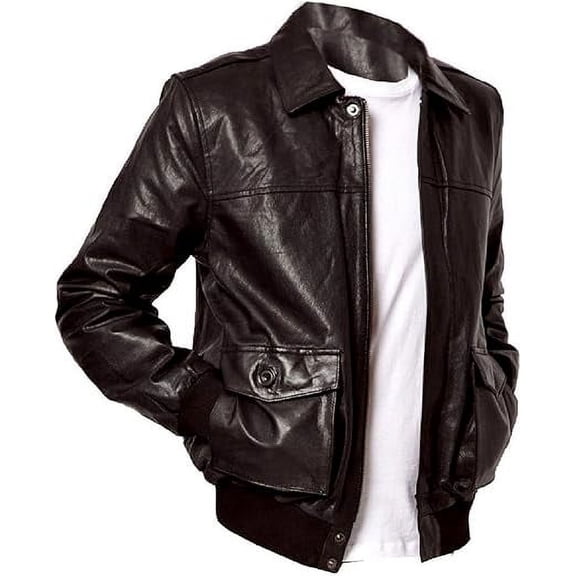 Men Slim Fit Biker Motorcycle Brown Lambskin Bomber Leather Jacket Coat Casual Outwear A329