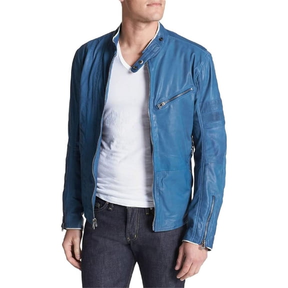 Men Slim Fit Biker Motorcycle Lambskin Leather Jacket Coat Outwear Jackets A179