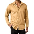 thumbnail image 1 of Men Slim Fit Dress Shirt Long Sleeve Button Down Formal Casual Shirt for Business Wedding Party Everyday Wear, 1 of 5