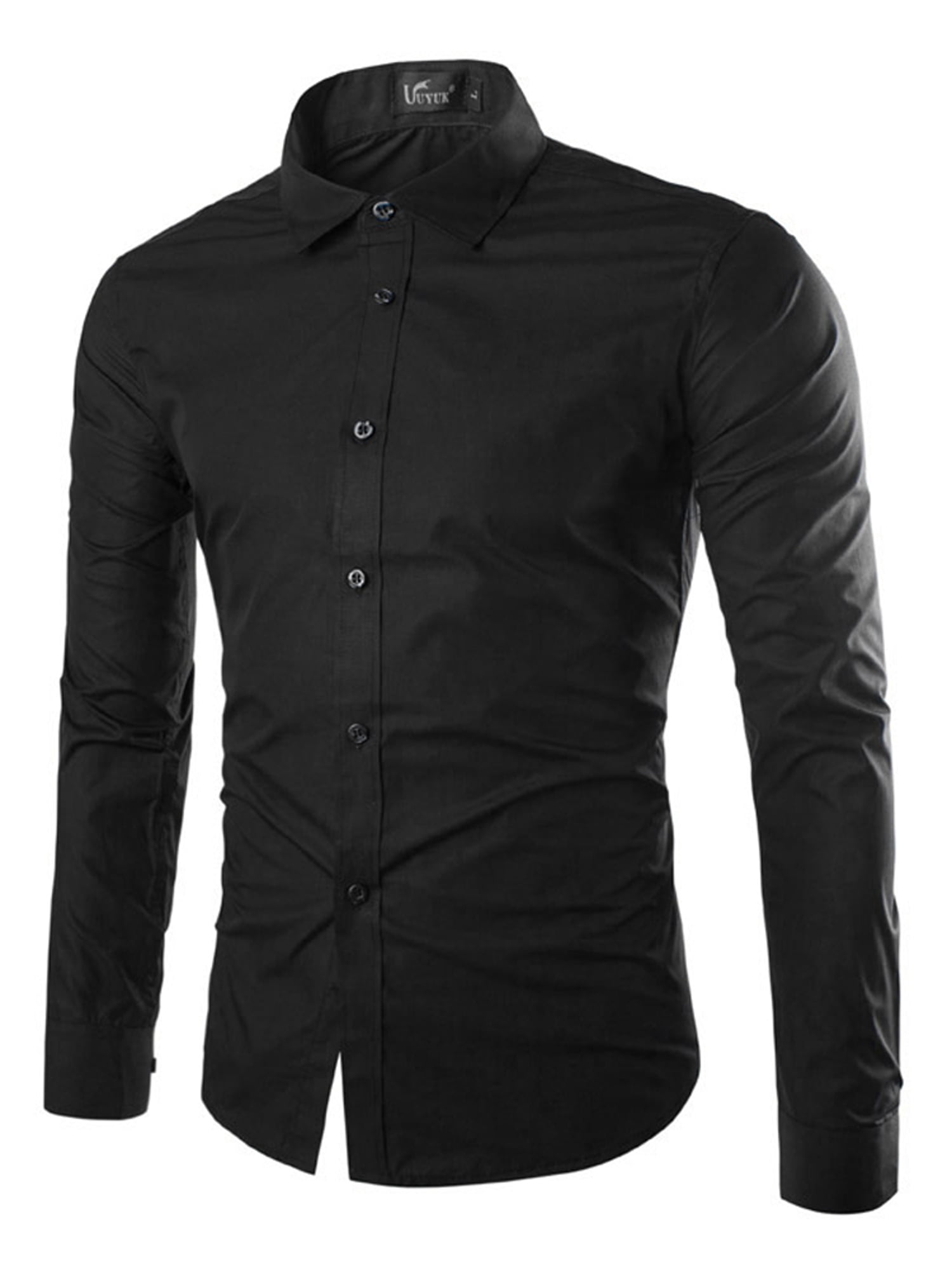 Men Slim Fit Shirt Long Sleeve Button Down Tops Solid Casual Formal ...