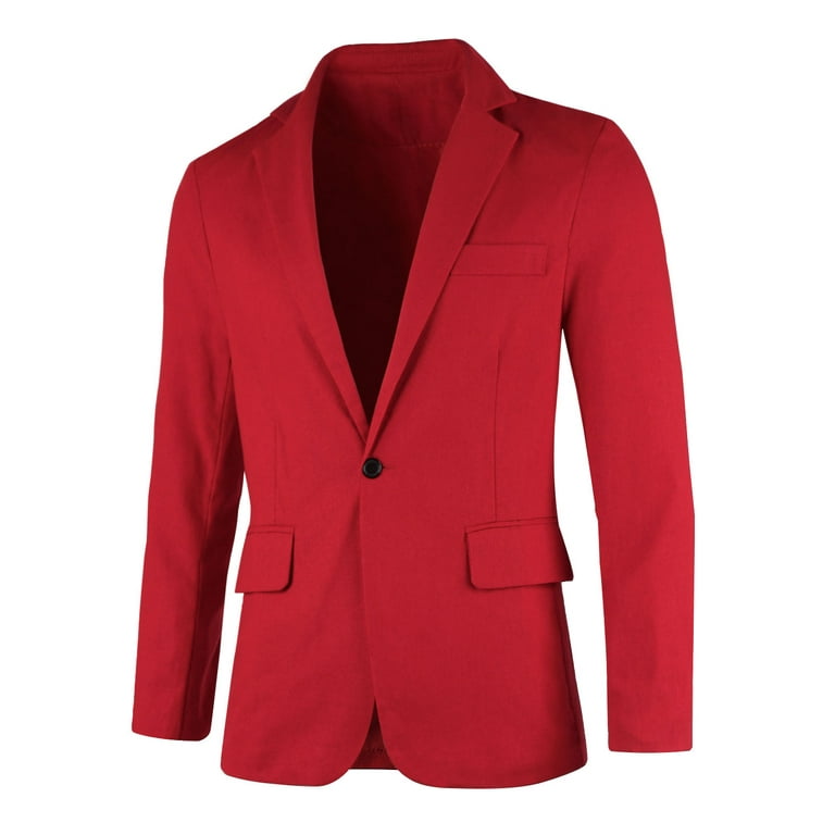 Men Slim Fit Sports Coat One Button Business Casual Blazer M US 40 Red Walmart