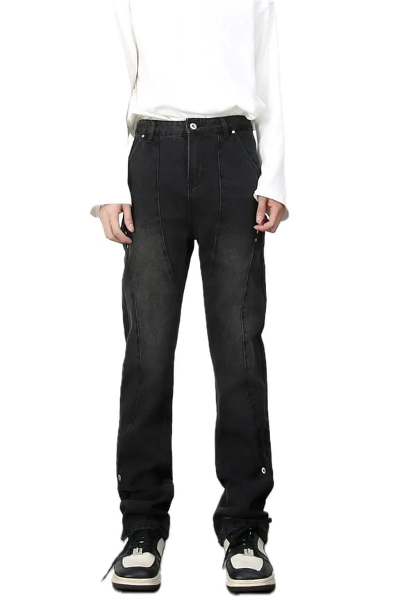 Men Slim Fit Studded Rigid Denim Jeans for Casual Everyday Wear with Durable Look and Modern Fashion Style Street Style