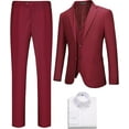 thumbnail image 1 of Men Slim Fit Suits 4 Pieces Two Button Notch Collar Tuxedo Wedding Business Party Dinner Jacket Vest Pants Shirt Set, 1 of 6