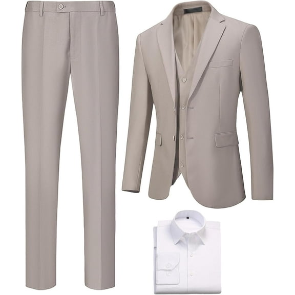 Men Slim Fit Suits 4 Pieces Two Button Notch Collar Tuxedo Wedding Business Party Dinner Jacket Vest Pants Shirt Set