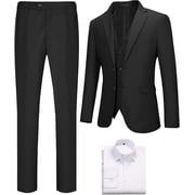 Men Slim Fit Suits 4 Pieces Two Button Notch Collar Tuxedo Wedding Business Party Dinner Jacket Vest Pants Shirt Set