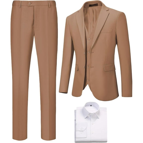 Men Slim Fit Suits 4 Pieces Two Button Notch Collar Tuxedo Wedding Business Party Dinner Jacket Vest Pants Shirt Set