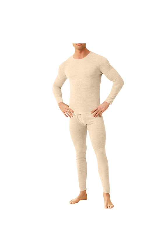 Men Slim Fit Warm Winter Fleece Lined Base Layer Solid Color Cold Weather Soft Long Johns Suits