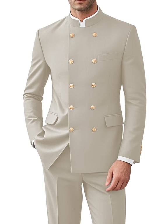 Men Slim Suits Chinese Wedding Dress Tang Jacket Suit Casual Double Breasted Blazer Traditional Uniform Groom 4XL