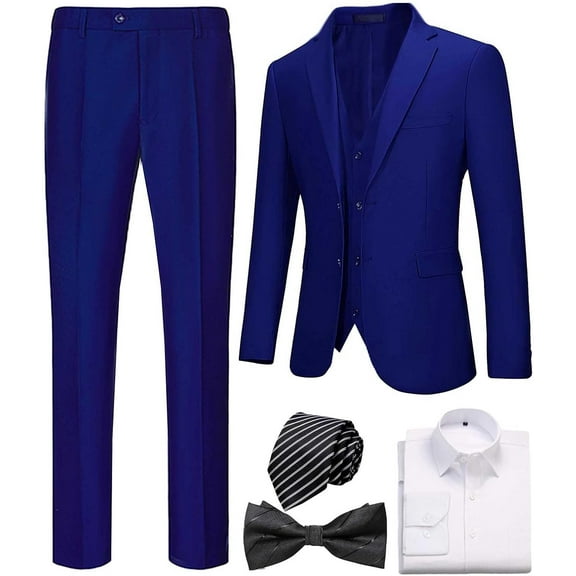 Men Slim Tuxedo Suits Business Casual 6 Piece Set Jacket Pants Vest Male Wedding Groom Blazer Coat Trousers Bow Tie Set