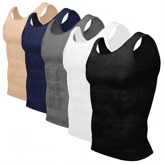 Men Slimming Body Shaper Vest Compression Shirts Slim Fit High Stretch Tummy Control Tank Top