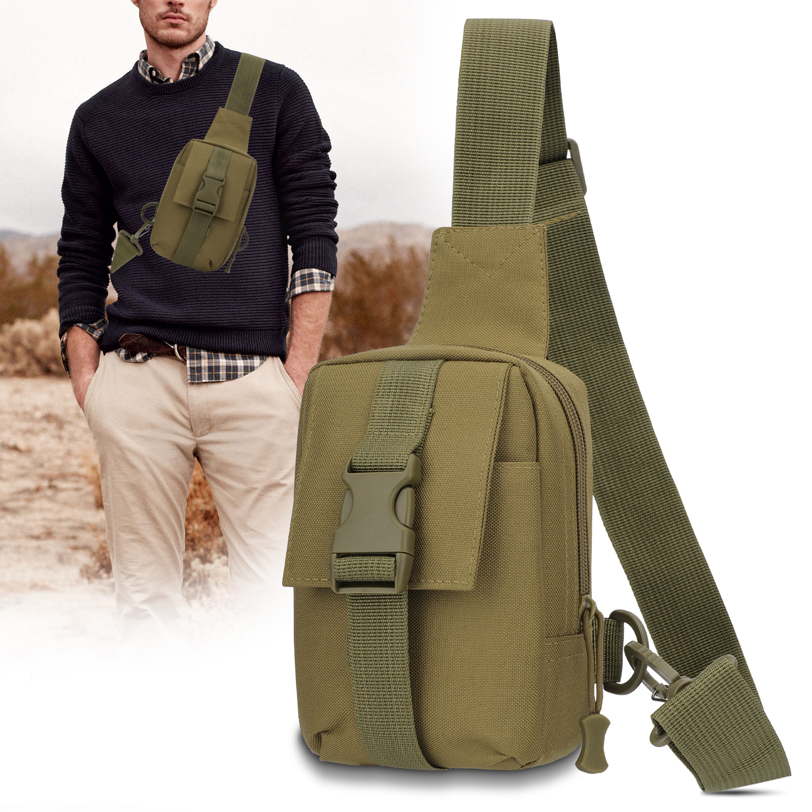 Men Sling Bag Chest Cross Body Travel Sports Shoulder Backpack