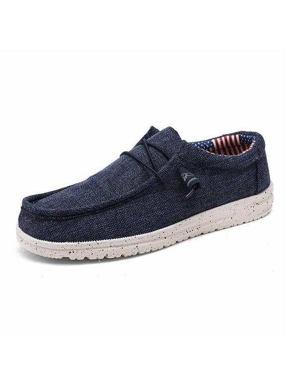 Men Slip On Loafers, Elastic Side Toggle Lace Ultralight Cushion Casual Walking Shoes