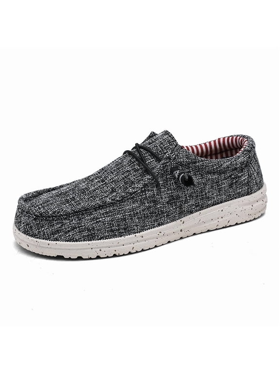 Men Slip On Loafers, Elastic Side Toggle Lace Ultralight Cushion Casual Walking Shoes