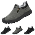 thumbnail image 1 of Men Slip-On Thermal Winter Work Shoes Full Fleece Lined Protective Rubber Toe Cap Suede Surface Shock Absorbing Non-Slip Rugged Outdoors Sneakers, 1 of 5